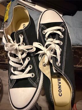 Converse Low-Top Canvas Sneakers in Forest Green and White